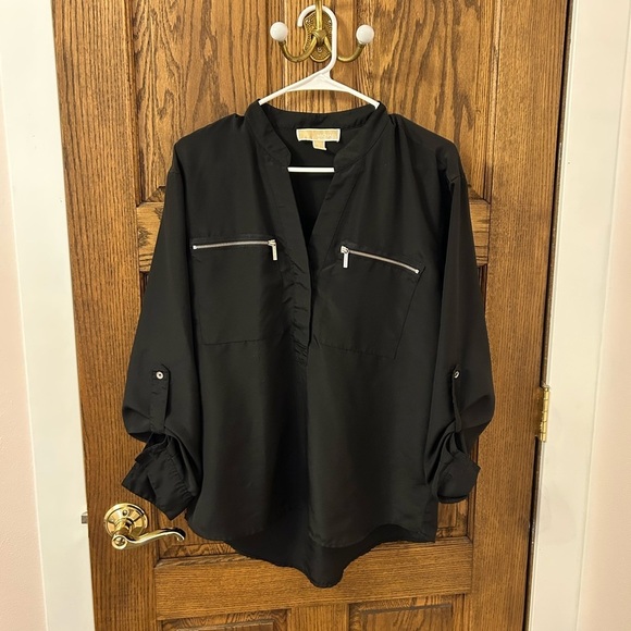 Michael Kors Tops - Michael Kors Black Blouse with Zipper Accents Size 8